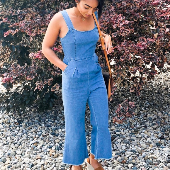 Irenes Story Pants - Flared Denim Jumpsuit